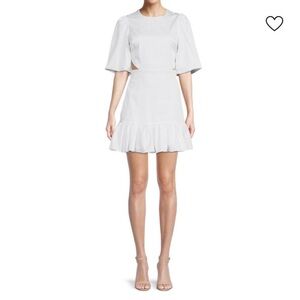 Veronica Beard White Mini Dress with Ruffle Hem